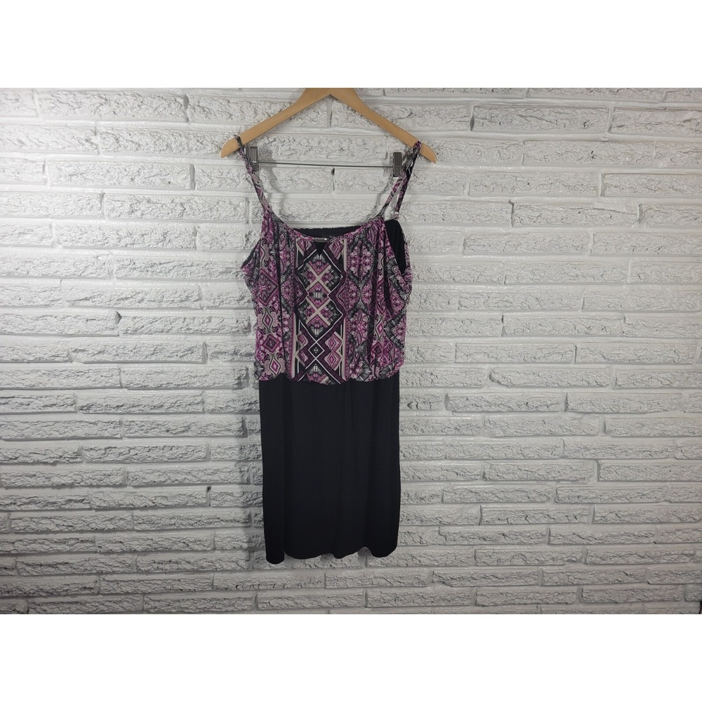 Style&Co. Women's XL Purple Geometric Keyhole Slip Mini Dress Sleeveless Stretch